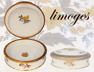 A Large Imperia Limoges Hand Painted Casket Box, Hallmarked