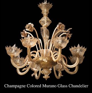 An Italian Murano Glass Champagne Color Chandelier