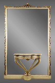 Italian Mirror with Attached MT Console Table