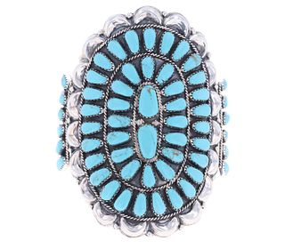 Navajo Jane Popovitch Silver Turquoise Bracelet