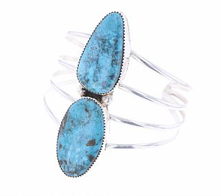 Navajo B Tsosie Sterling Silver Turquoise Bracelet