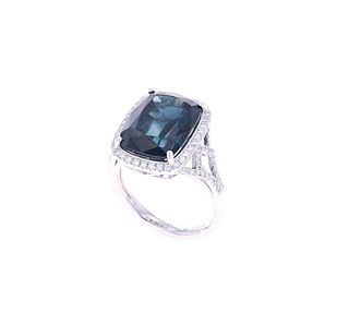 12.30cts Sapphire VS1 Diamond PT950 Platinum Ring