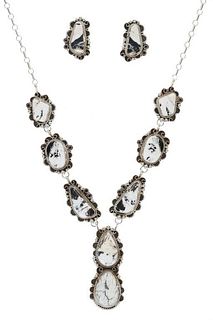 Navajo R. Sam White Buffalo Turquoise Jewelry Set