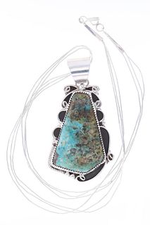 Navajo C. Tom Sterling Silver Turquoise Necklace