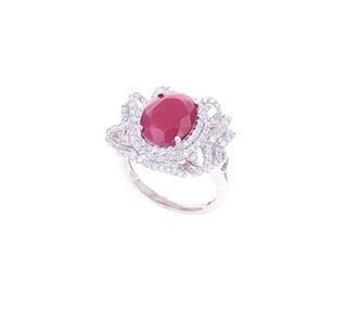 RARE Unheated GIA Ruby VS2 Diamond Platinum Ring