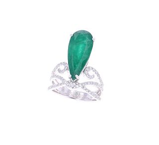 5.38ct Emerald VS2 Diamond & PT950 Platinum Ring