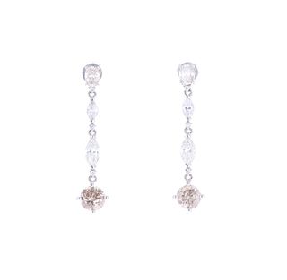 Opulent Diamond & 18k White Gold Dangle Earrings