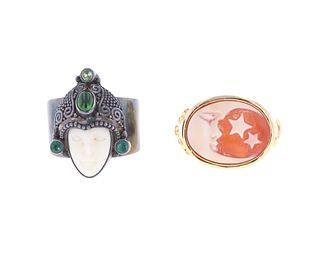 Sajen Emerald & Citrine Cameo Ring Collection