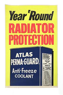 Large Atlas Perma-Guard Anti-Freeze Poster 1960-70