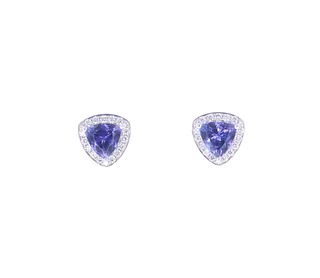 4.47ct Tanzanite VS2 Diamond 14k Gold Earrings
