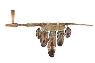 Jay Tschudy Native American Peace Pipe Metal Art
