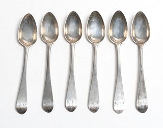 A Set of Six Picture Back Spoons by Mcfee and Reeder 