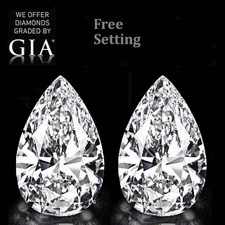 4.02 carat diamond pair, Pear cut Diamonds GIA Graded 1) 2.01 ct, Color D, IF 2) 2.01 ct, Color E, VVS1. Appraised Value: $210,200 