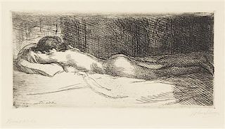 John French Sloan, (American, 1871-1951), Prone Nude, 1913