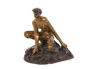 After Rodin "Crouching Bather" Bronze Sculpture