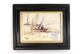 Paul Signac Harbor Scene, Watercolor on Paper
