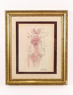 Wifredo Lam, Figural Drawing, Signed & Dated