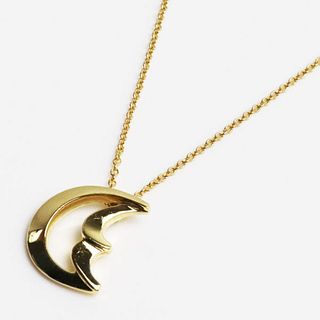 TIFFANY & CO. 18K YELLOW GOLD CRESCENT MOON PENDANT NECKLACE