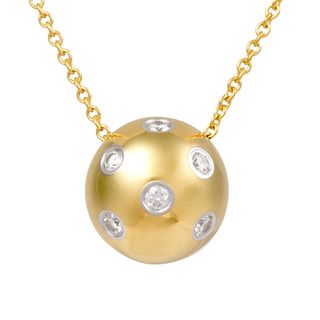 TIFFANY & CO. DOTS BALL DIAMOND 18K YELLOW GOLD & PLATINUM NECKLACE
