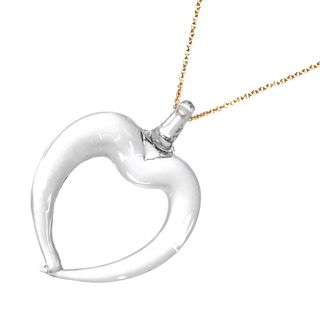 TIFFANY & CO. CRYSTAL HEART 18K YELLOW GOLD LONG NECKLACE