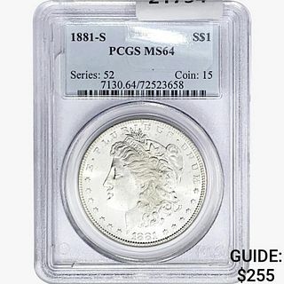 1881-S Morgan Silver Dollar PCGS MS64 