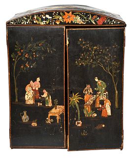 Continental Paint Decorated Chinoiserie Miniature Cabinet