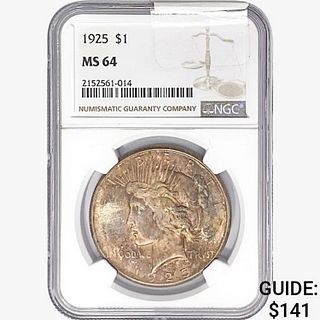 1925 Silver Peace Dollar NGC MS64 