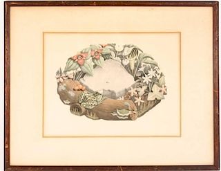 Grant Wood "Wild Flowers" Signed Lithograph