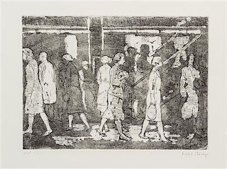 Isabel Bishop, (American, 1902-1988), Walking in the Subway Station and Two with Coats (two works)