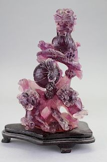 Chinese Carved Amethyst Floral Arrangement