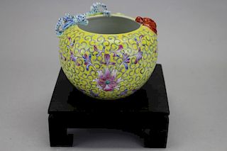 Antique Chinese Qianlong Style Famille Dragon Bowl
