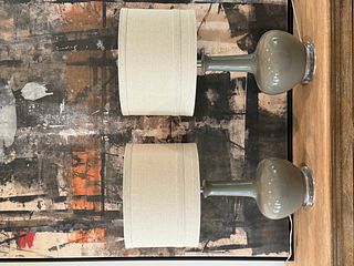Pair of Contemporary Ceramic Lamps with Shades