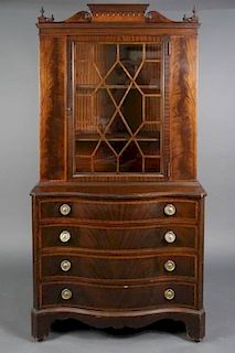 American Mahogany Bookcase on Chest