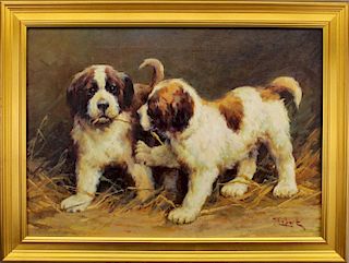 Jean Lefort (France, B. 1948) St. Bernard Puppies