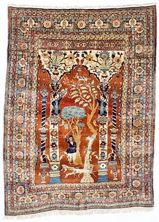 Antique Persian Silk Heriz Rug