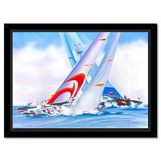Victor Spahn, "America's Cup - Alinghi" framed limited edition lithograph, hand signed with Certificate of Authenticity.