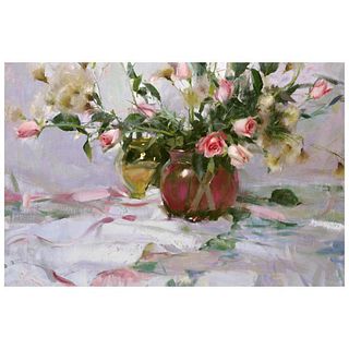 Dan Gerhartz, "Roses & Thistle" Limited Edition on Canvas, Numbered 33/95 and Hand Signed with Letter of Authenticity.
