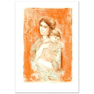 Leona and Baby Limited Edition Lithograph by Edna Hibel (1917-2014), Numbered and Hand Signed with Certificate of Authenticity.