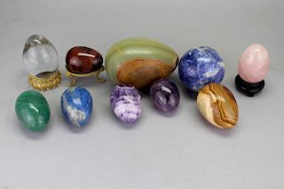 (10) Mixed Stone Carved Eggs