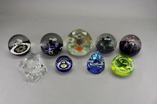 (9) Assorted Signed Glass Paperweights