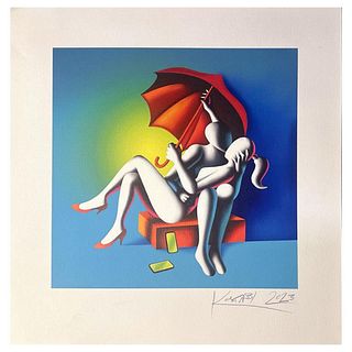 Mark Kostabi, "Liberi Dal Mondo Virtuale" hand signed limited edition serigraph with Certificate of Authenticity.