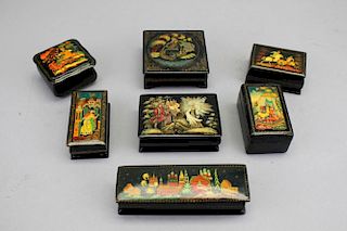 (7) Russian Lacquerware Boxes