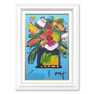 Peter Max- Original Mixed Media "Abstract Flowers"