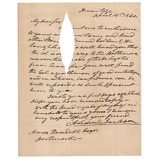 Andrew Jackson Autograph Letter Signed to the Postmaster General, Amos Kendall