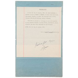 John F. Kennedy 1957 Hyannisport Signed Mortgage Note to Father Joe Sr.