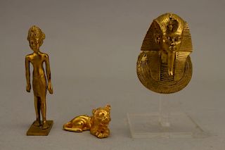 (3) 20th C. Gilt Bronze Egyptian Articles