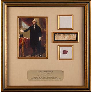 George Washington Signature, Cloak Swatch, and Lock of Hair
