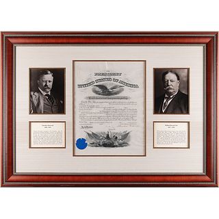 Theodore Roosevelt and William H. Taft Document Signed, Appointing a West Point Math Professor