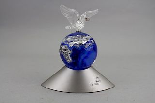 Signed Swarovski Dove on Globe