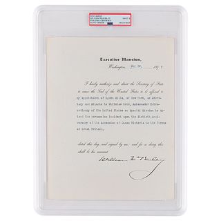 William McKinley Document Signed as President - PSA MINT 9